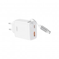 Adaptador Xo Ce31 Branco 30w 3.0a Usb/Usb-C Com Cabo Usb-C Retrátil