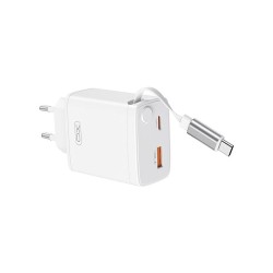 Adaptador Xo Ce31 Branco 30w 3.0a Usb/Usb-C Com Cabo Usb-C Retrátil