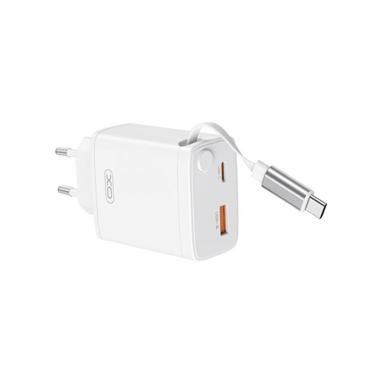 Adaptador Xo Ce31 Branco 30w 3.0a Usb/Usb-C Com Cabo Usb-C Retrátil Adaptador Xo Ce31 Branco 30w 3.0a Usb/Usb-C Com Cabo Usb-C Retrátil