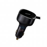 Carregador De Isqueiro Baseus Cgtx000001 Preto 30w Com Cabo Usb-C E Lightning Retrátil