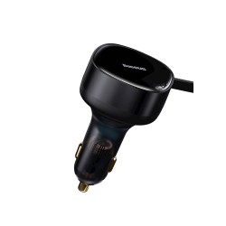 Carregador De Isqueiro Baseus Cgtx000001 Preto 30w Com Cabo Usb-C E Lightning Retrátil