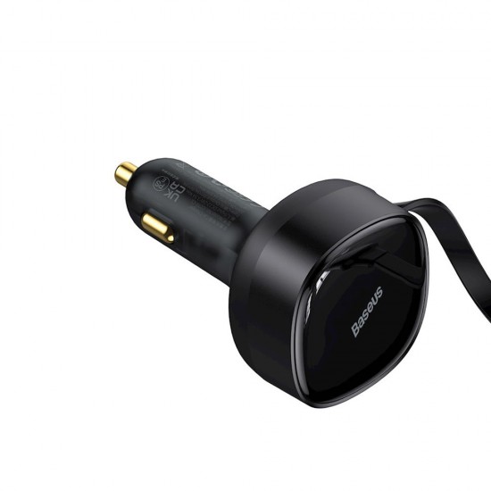 Carregador De Isqueiro Baseus Cgtx000001 Preto 30w Com Cabo Usb-C E Lightning Retrátil Carregador De Isqueiro Baseus Cgtx000001 Preto 30w Com Cabo Usb-C E Lightning Retrátil