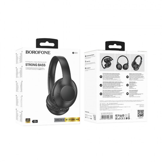 Auricular Borofone BO23 Negro Strong Bass Bluetooth/TF Card/AUX