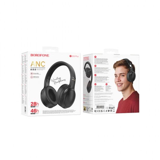 Auscultador Borofone Bo29 Preto Bluetooth Com Redução De Ruído Auscultador Borofone Bo29 Preto Bluetooth Com Redução De Ruído