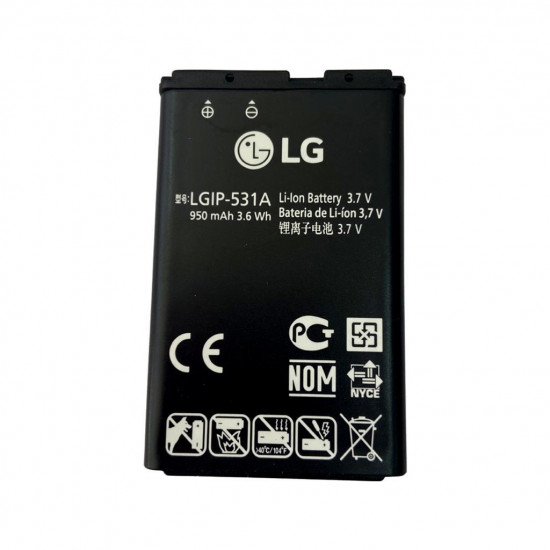 Bateria Lg Lgip-531a Bulk Li-Ion, 3.7v 950mah Compativel Com A170, Ku250, Gm205, Gs101, Gs105, T500, Gb100, Gb101, Gb106, Gb110 Bulk