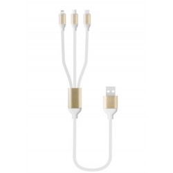 Usb Micro Usb Cable ONE PLUS B5099 BRANCO 2.4A 1.2M 3 IN 1 MICRIO USB, IPX, TYPE C