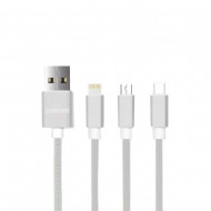 New Science TWX-03 White 3.0A 1.2m 3 In 1 USB-C/Micro/Lightning Multiple Output USB Cable