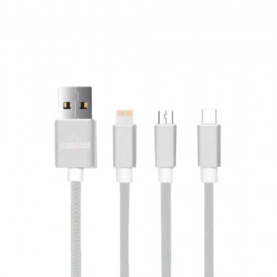 Cabo Usb Com Saída Multiplas New Science Twx-03 Branco 3.0a 1.2m 3 Em 1 Usb-C/Micro/Lightning Cabo Usb Com Saída Multiplas New Science Twx-03 Branco 3.0a 1.2m 3 Em 1 Usb-C/Micro/Lightning