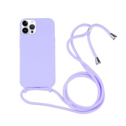 Capa Silicone Apple Iphone 16 Pro Lilás Com Corda