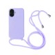 Capa Silicone Apple Iphone 16 Plus Lilás Com Corda Capa Silicone Apple Iphone 16 Plus Lilás Com Corda