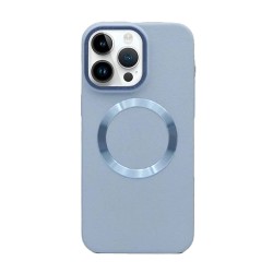 Capa Silicone Dura Apple Iphone 14 Pro Azul Metalizada