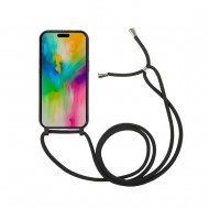Capa Silicone Apple Iphone 16 Pro Preto Com Corda