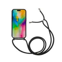 Capa Silicone Apple Iphone 16 Pro Max Preto Com Corda