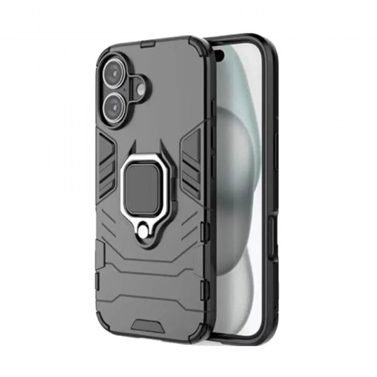 Capa Silicone Anti-Choque Armor Carbon Apple Iphone 16 Plus Preto Ring Armor