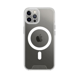 Funda De Silicona Dura Apple Iphone 12 Pro Transparente Con Protector De Cámara Magsafe