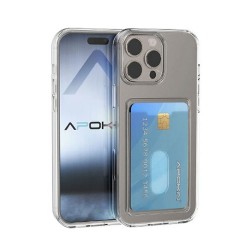 Funda De Silicona Dura Apple Iphone 16 Pro Max Transparente Con Tarjetero