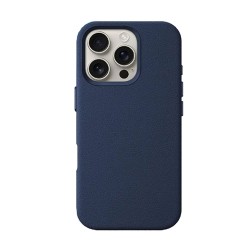 Capa Silicone Dura Apple Iphone 16 Pro Max Azul Couro