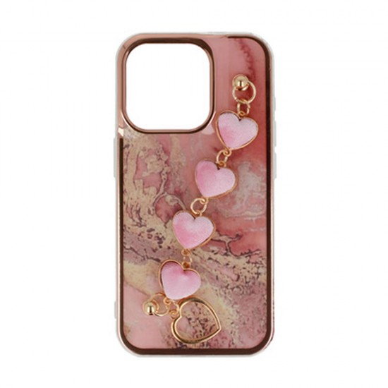 Capa Silicone Tpu Apple Iphone 16 Rosa Com Corrente Design 6