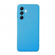 Capa Silicone Samsung Galaxy S24 Fe Azul Claro Com Protetor De Câmera