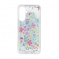 Capa Silicone Dura Anti-Choque Samsung Galaxy A36/Galaxy A56 Transparente Flor D3