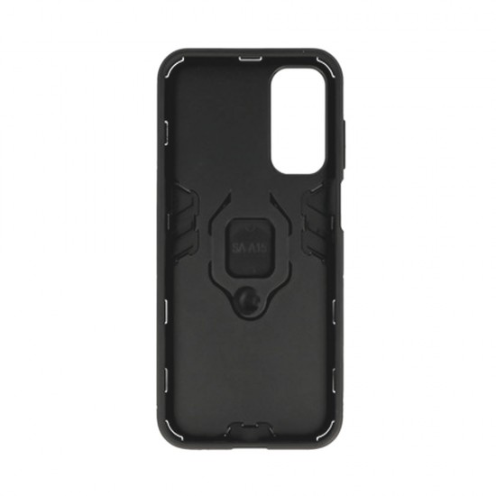 Samsung Galaxy A15 Black Ring Armor Anti-Shock Armor Carbon Silicone Case Samsung Galaxy A15 Black Ring Armor Anti-Shock Armor Carbon Silicone Case