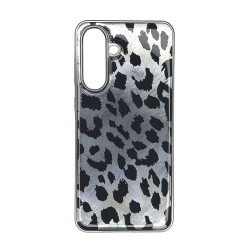 Funda De Silicona TPU Samsung Galaxy A56 Gris Leopardo Metalizada