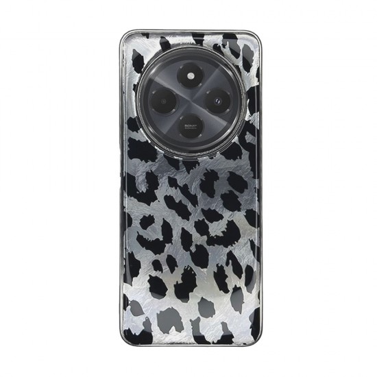 Capa Silicone Tpu Xiaomi Redmi 14c Cinza Leopardo Metalizada Capa Silicone Tpu Xiaomi Redmi 14c Cinza Leopardo Metalizada