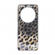 Funda De Silicona TPU Xiaomi Redmi 14C Amarillo Leopardo Metalizada
