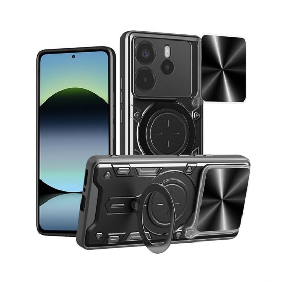 Capa Silicone Tpu Com Anel De Dedo Xiaomi Redmi Note 14 5g Preto Com Protetor De Câmera E Janela Deslizante Capa Silicone Tpu Com Anel De Dedo Xiaomi Redmi Note 14 5g Preto Com Protetor De Câmera E Janela Deslizante