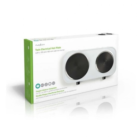 Nedis KAEP250EWT2 Electric Stove White 2500W 2 Plates 15.5cm and 18.5cm Nedis KAEP250EWT2 Electric Stove White 2500W 2 Plates 15.5cm and 18.5cm
