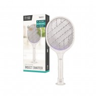 Raquete Mata Moscas Elétrica Teesa Tsa0212 Branco Recarregável