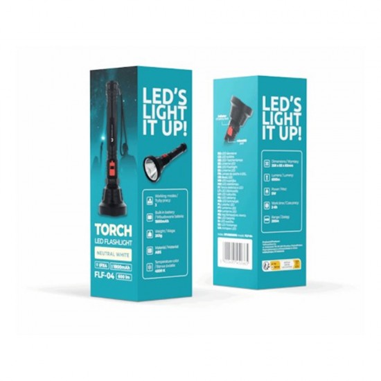 Lanterna Forever Light Flf-04 Preto 1800mah 600lm Lanterna Forever Light Flf-04 Preto 1800mah 600lm