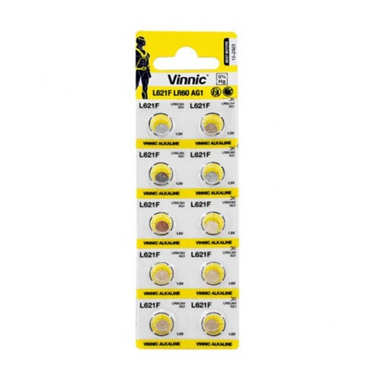 Pila Vinnic L621F LR60 AG1 1.5V (1un) Pila Vinnic L621F LR60 AG1 1.5V (1un)