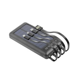 Power Bank Setty Slr-100 Preto 10000mah 3 Output E 4 Cabos Com Painel Solar