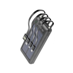 Power Bank Setty Slr-100 Preto 10000mah 3 Output E 4 Cabos Com Painel Solar