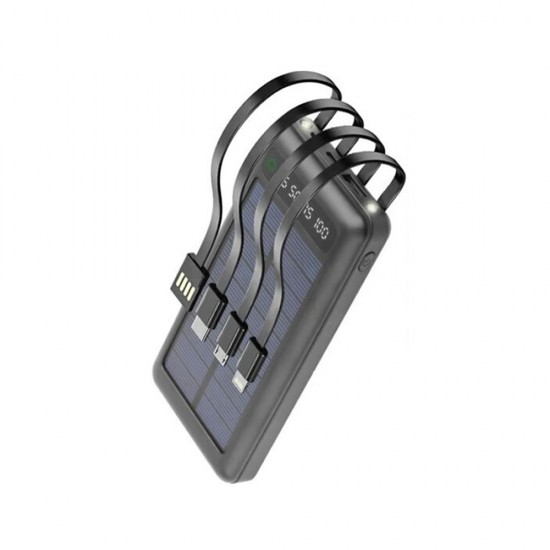Power Bank Setty Slr-100 Preto 10000mah 3 Output E 4 Cabos Com Painel Solar Power Bank Setty Slr-100 Preto 10000mah 3 Output E 4 Cabos Com Painel Solar