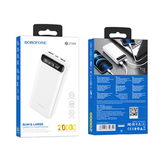 Power Bank Borofone Bj14a Branco 20000mah 2 Usb Power Bank Borofone Bj14a Branco 20000mah 2 Usb
