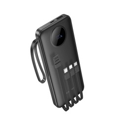 Power Bank Borofone Bj53 Preto 10000mah 2 Input E Cabos Usb/Usb-C/Lightning/Micro