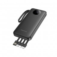 Power Bank Borofone Bj53 Preto 10000mah 2 Input E Cabos Usb/Usb-C/Lightning/Micro