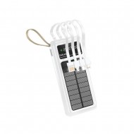 Power Bank New Science DX125 Blanco 5000mAh 10W Con Cable USB/USB-C/Lightning/Micro Y Painel Solar