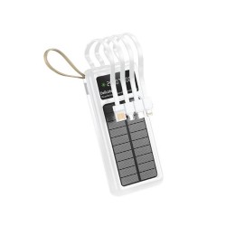 Power Bank New Science Dx125 Branco 5000mah 10w Com Cabo Usb/Usb-C/Lightning/Micro E Painel Solar