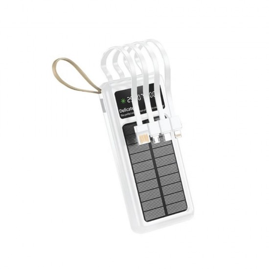 Power Bank New Science Dx125 Branco 5000mah 10w Com Cabo Usb/Usb-C/Lightning/Micro E Painel Solar Power Bank New Science Dx125 Branco 5000mah 10w Com Cabo Usb/Usb-C/Lightning/Micro E Painel Solar