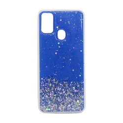 Capa Silicone Gel Liquido Glitter Samsung Galaxy M21/M30s Azul