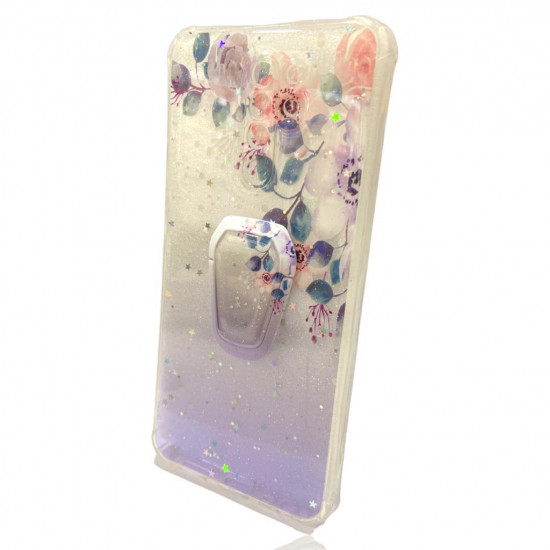 Capa Silicone Dura Com Desenho Brilhante Xiaomi Redmi 9 6.53" Purpura Flowers