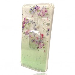 Capa Silicone Dura Com Desenho Brilhante Xiaomi Redmi 9 6.53" Verde Flowers