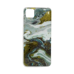 Huawei Y5p Hard Cover With Gliter Marble Stone Design Blue Marinho