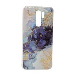 Xiaomi Redmi 9 Hard Cover With Gliter Marble Stone Design Purple