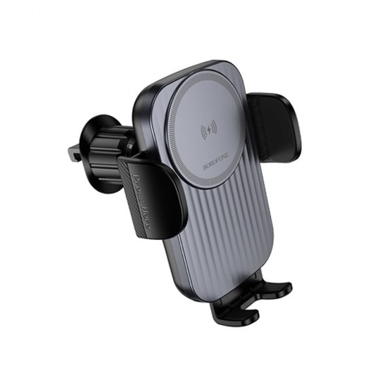 Suporte Com Carregador Borofone Bh221 Preto 15w Wireless Para Ventilação Suporte Com Carregador Borofone Bh221 Preto 15w Wireless Para Ventilação